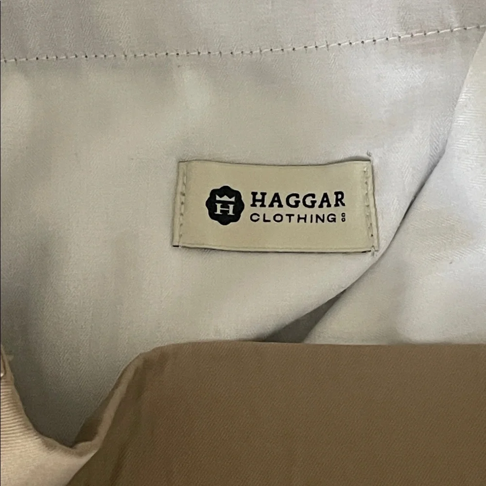 Haggar Men's Light Tan Straight Fit Pants flat front 32x32
